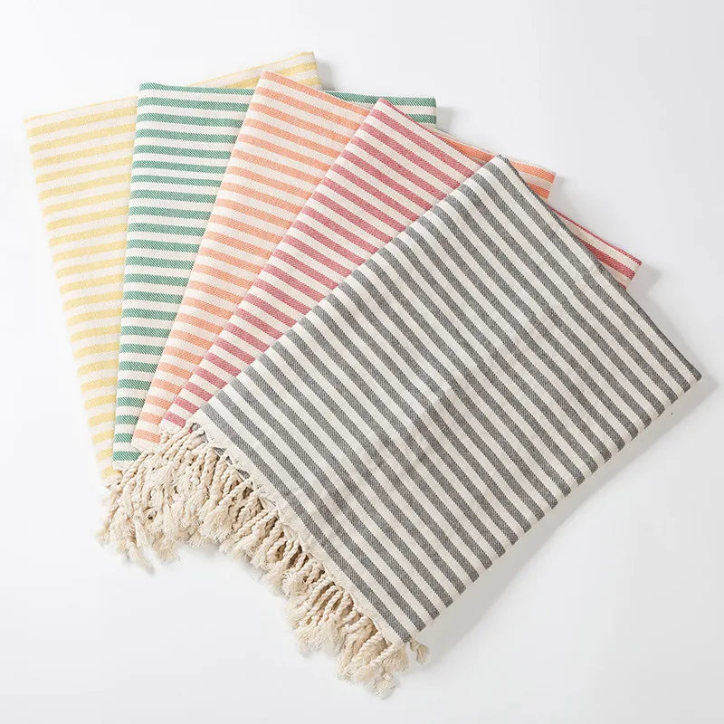 Versatile Turkish Cotton Towel with Tassels - 100% Cotton for Beach, Bath, Shawl & Blanket