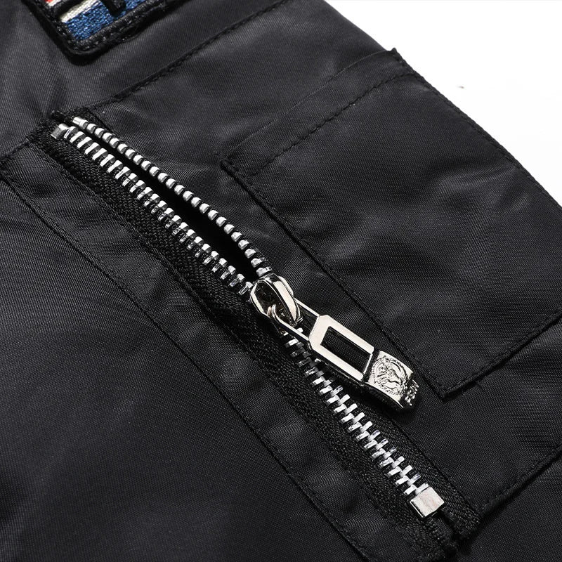 Men's Raw Edge Hooded Aviator Jacket - Winter Warmth with Embroidered Style.