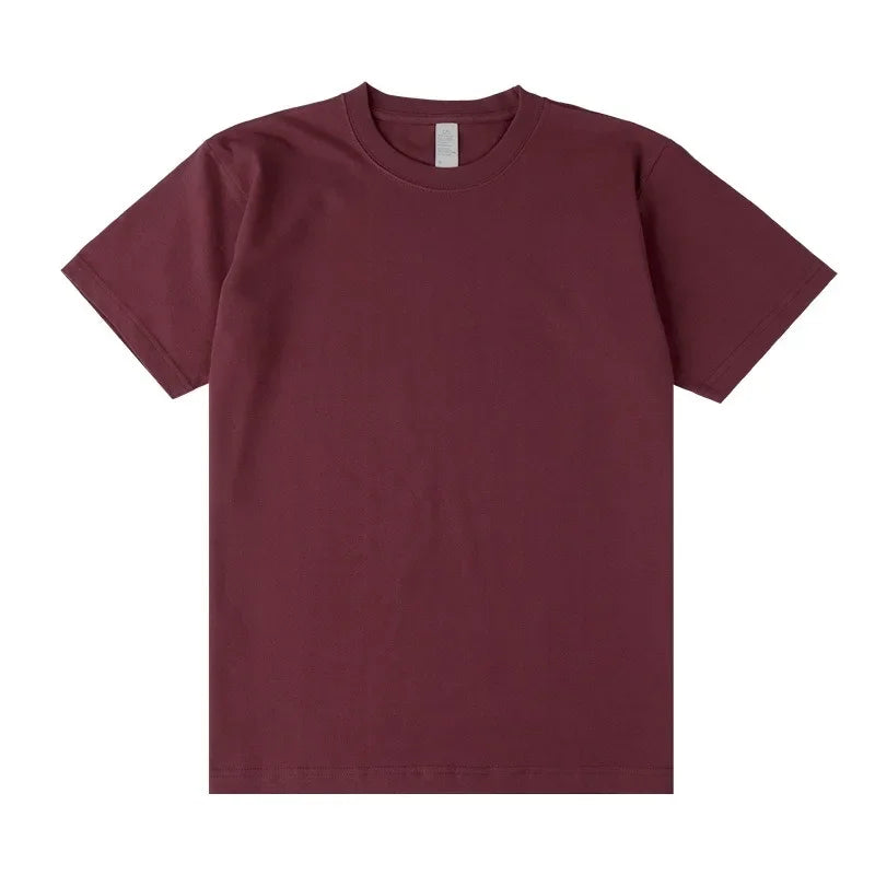 Men's 250g Combed Cotton T-Shirt | Heavyweight Solid Color O-Neck Short Sleeve Tee | Loose Casual Fit | XS–2XL