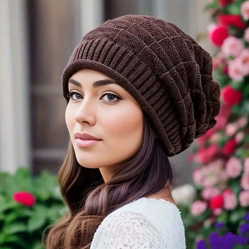 Women's Chunky Slouch Beanie Hat with Ear Warmers -Four Seasons