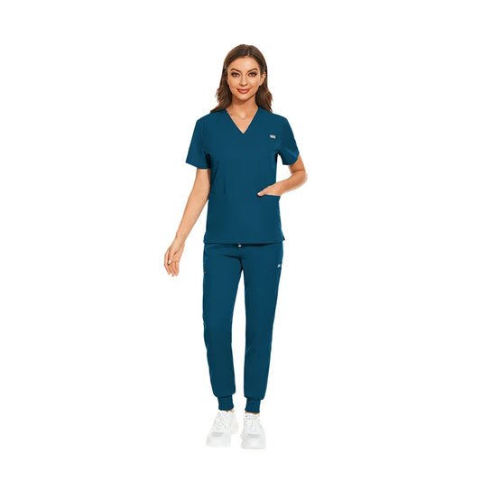 Women's Vibrant Multicolor Scrubs Set: Stylish Short Sleeve Top & Pants for Nurses & Pet Doctors