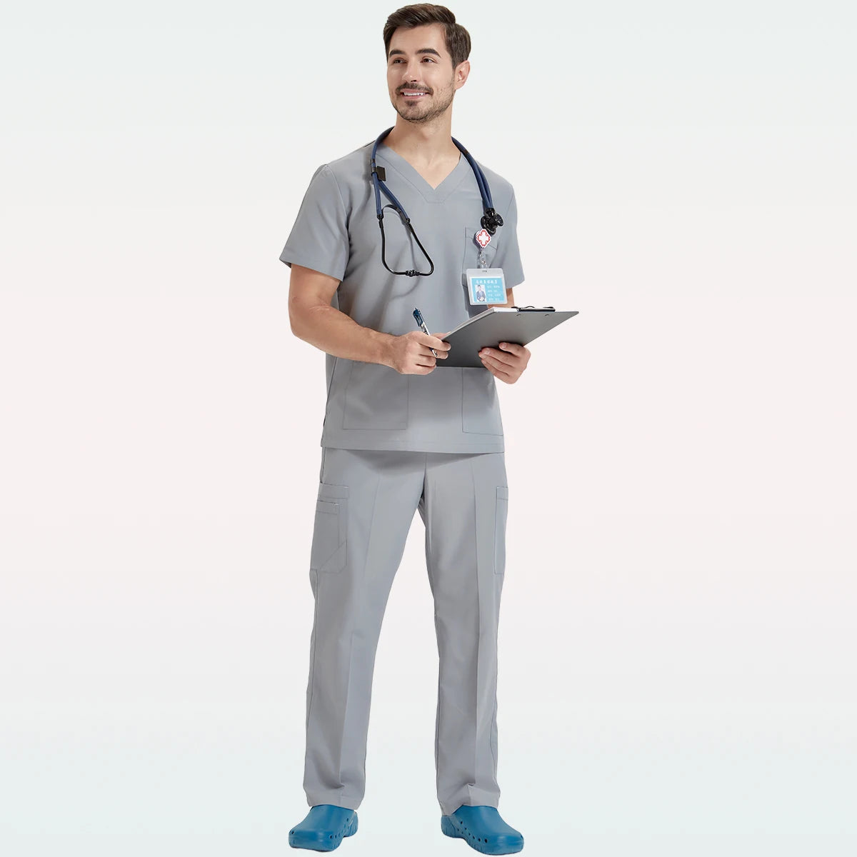 Men's Breathable Medical Scrubs Set - Stylish Hospital Nursing Uniforms for Doctors & Nurses
