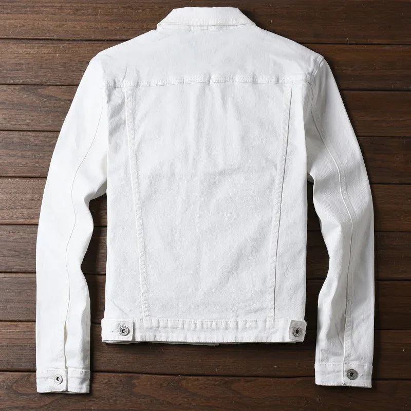 Men's Washed Denim Jacket - Casual Single Breasted Cardigan with Turn Down Collar & Pockets