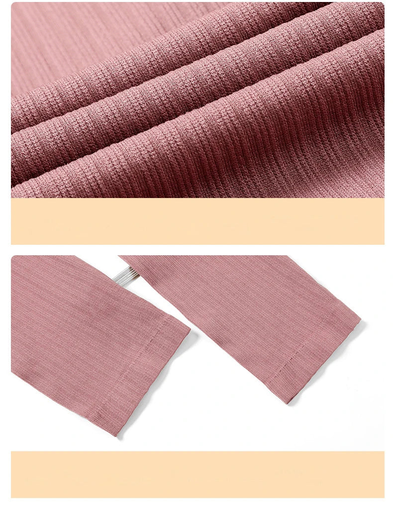 Women's Cozy Chic: Sexy Thermal Long Johns Set Featuring Shaping & Middle Collar