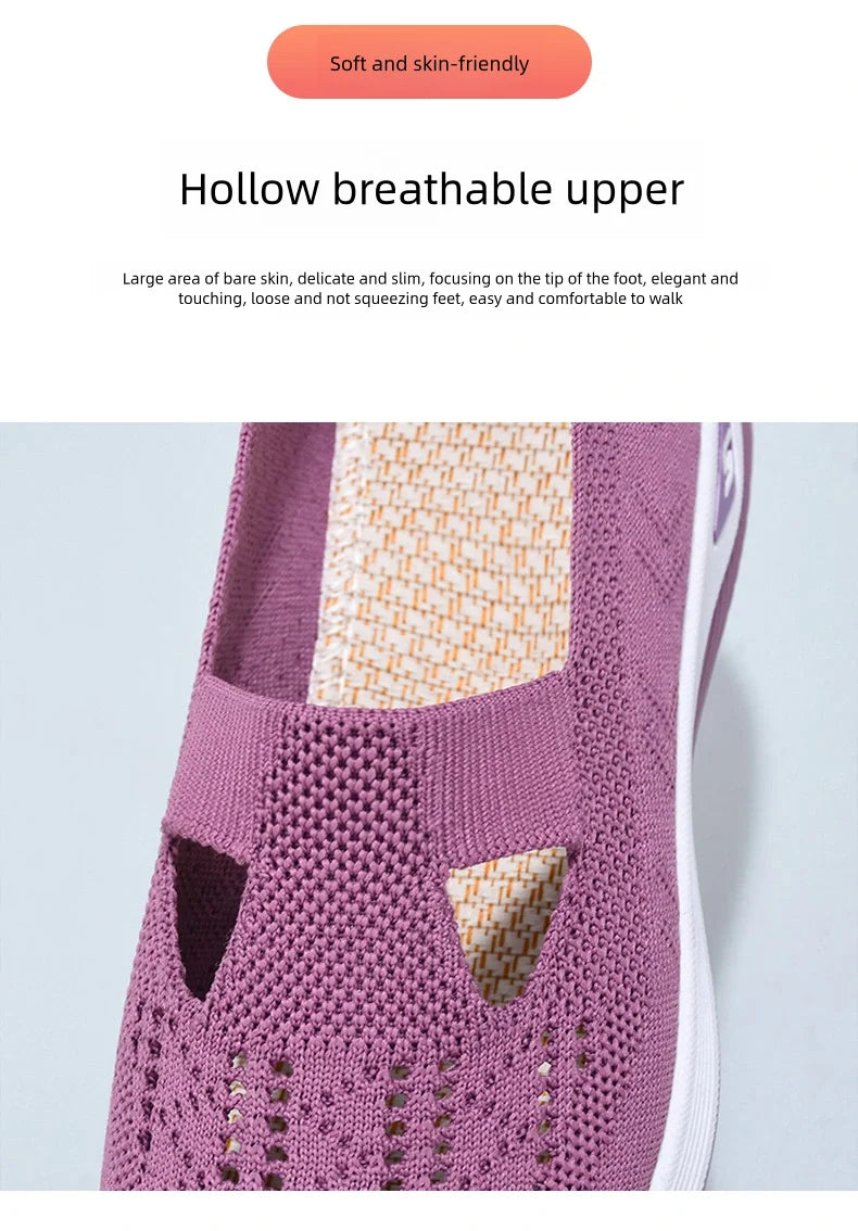 Women's Breathable Mesh Slip-On Sneakers – Lightweight Casual Walking Shoes with Soft Sole & Cutout Design