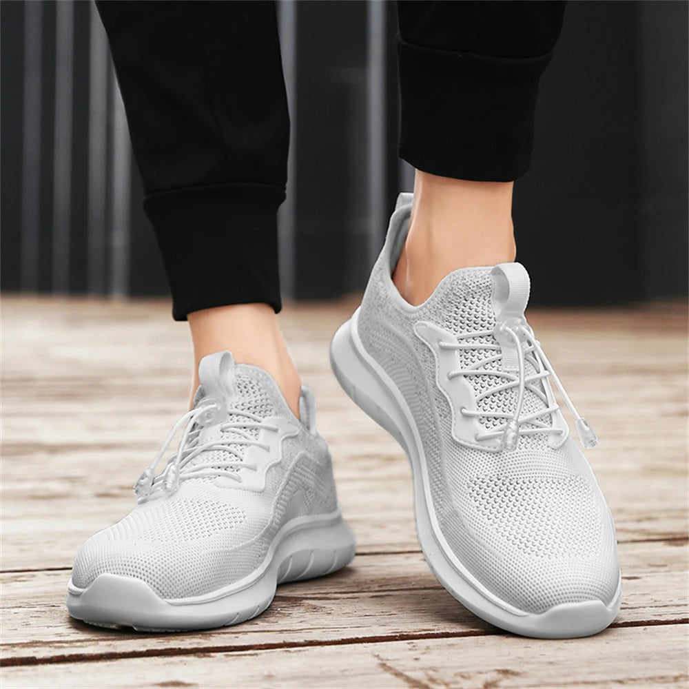 Men's WQT Flyknit Elastic Slip-On Sneakers – Lightweight Breathable Mesh Running Style Shoes with EVA Sole