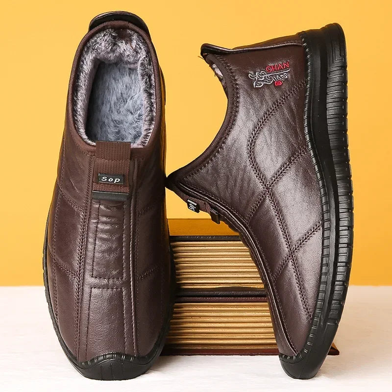 Men's Waterproof Winter Boots - Warm Non-Slip Platform Shoes