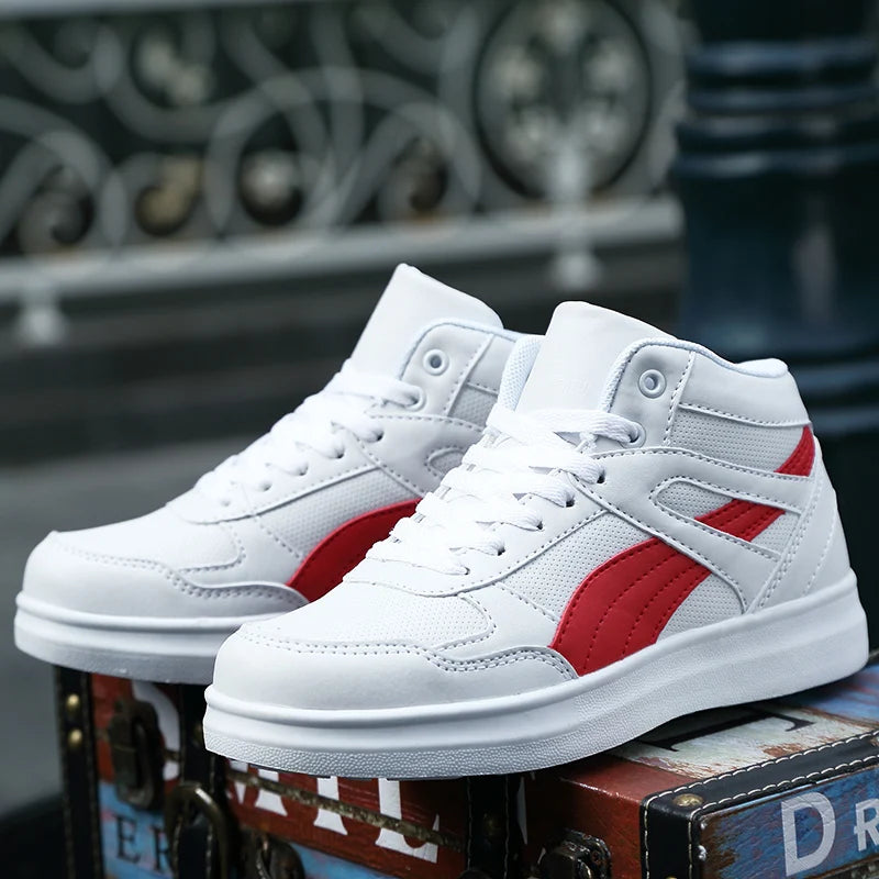 Men's High-Top Lace-Up Sneakers – Breathable Air Mesh Casual Skateboarding Shoes with EVA Insole