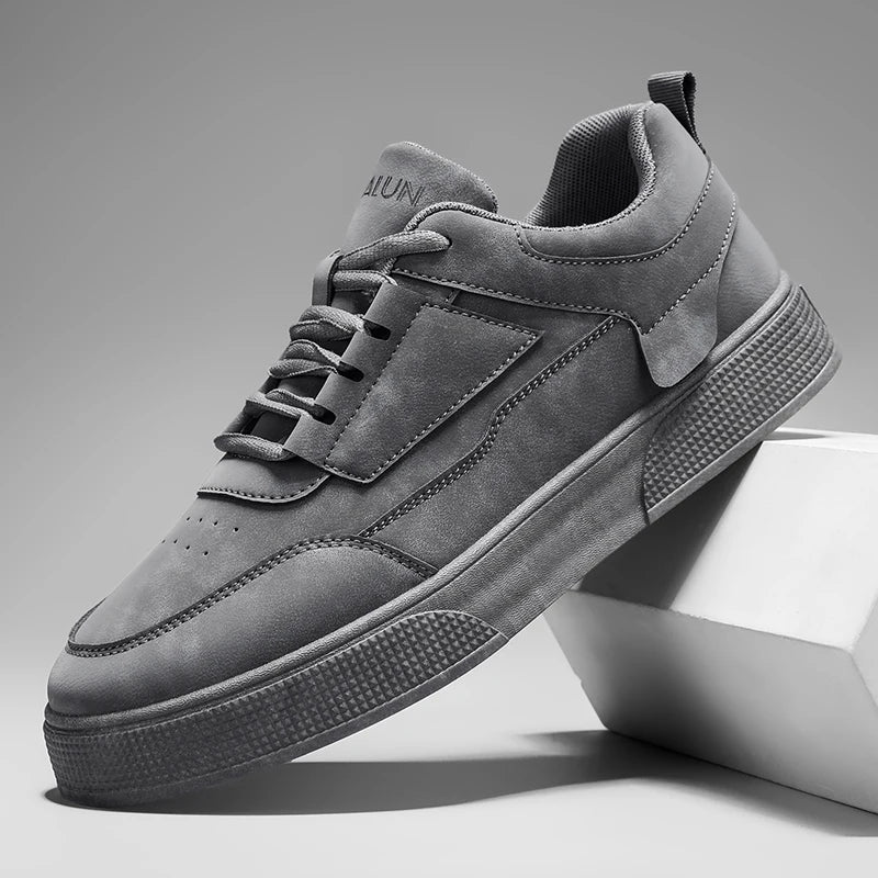 Men's Retro Skate Sneakers – Breathable Mesh Lining, Wear-Resistant Artificial Leather Lace-Up Shoes | White, Black & Grey | Spring/Autumn