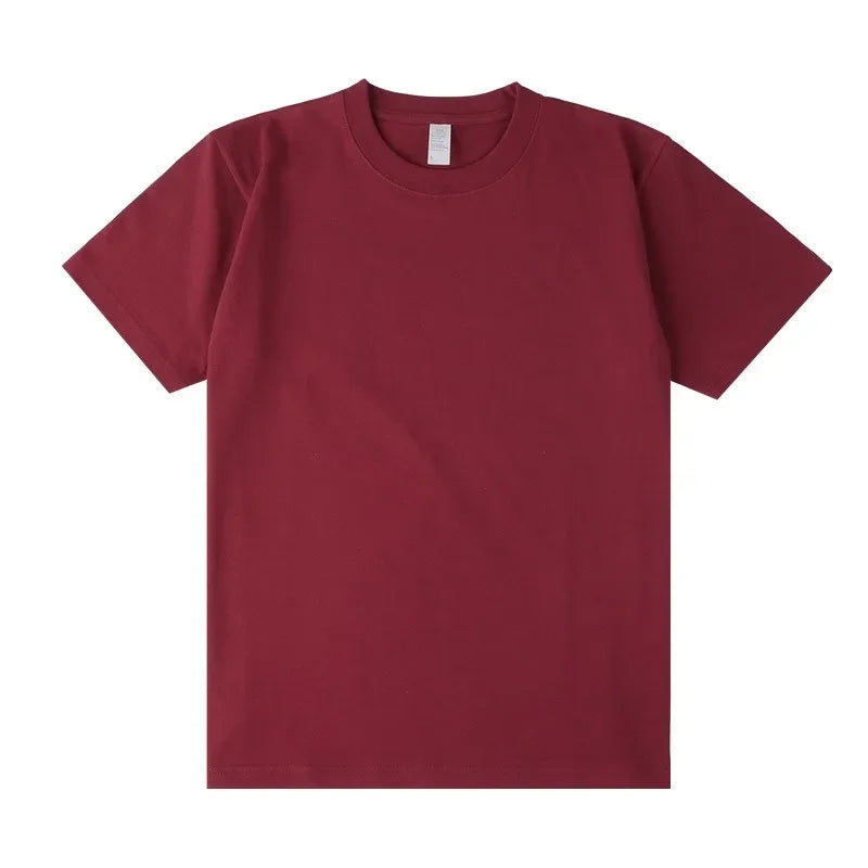 Men's 250g Combed Cotton T-Shirt | Heavyweight Solid Color O-Neck Short Sleeve Tee | Loose Casual Fit | XS–2XL
