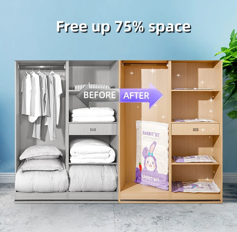 PEISI Vacuum Storage Bags for Clothes – Reusable Space-Saving Compression Bags with Hand Pump | Travel & Home Organizer | S/M/L/XL