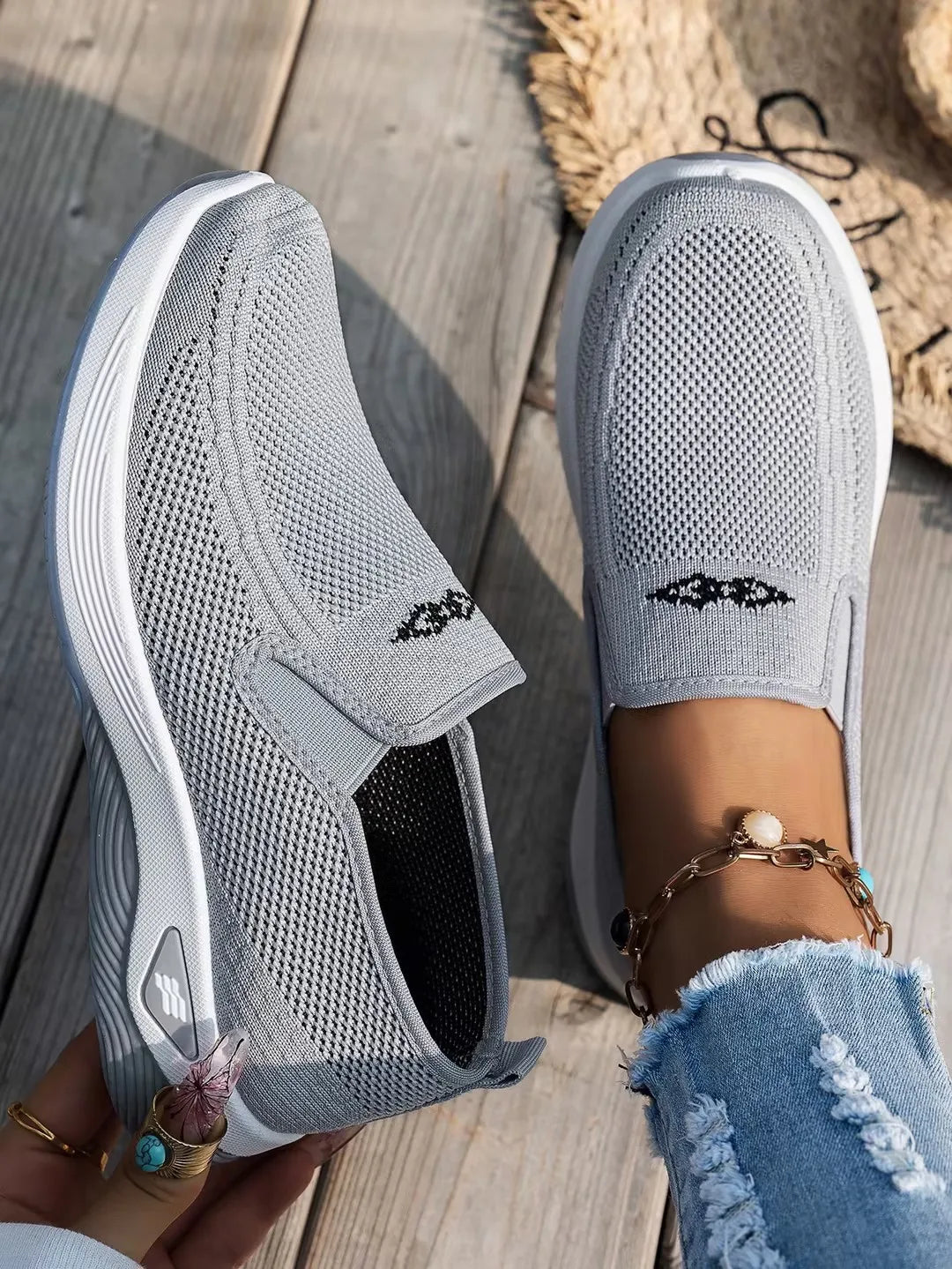 Women's Slip-On Casual Flats | Breathable Cotton Sneakers | Lightweight Comfort Walking Shoes