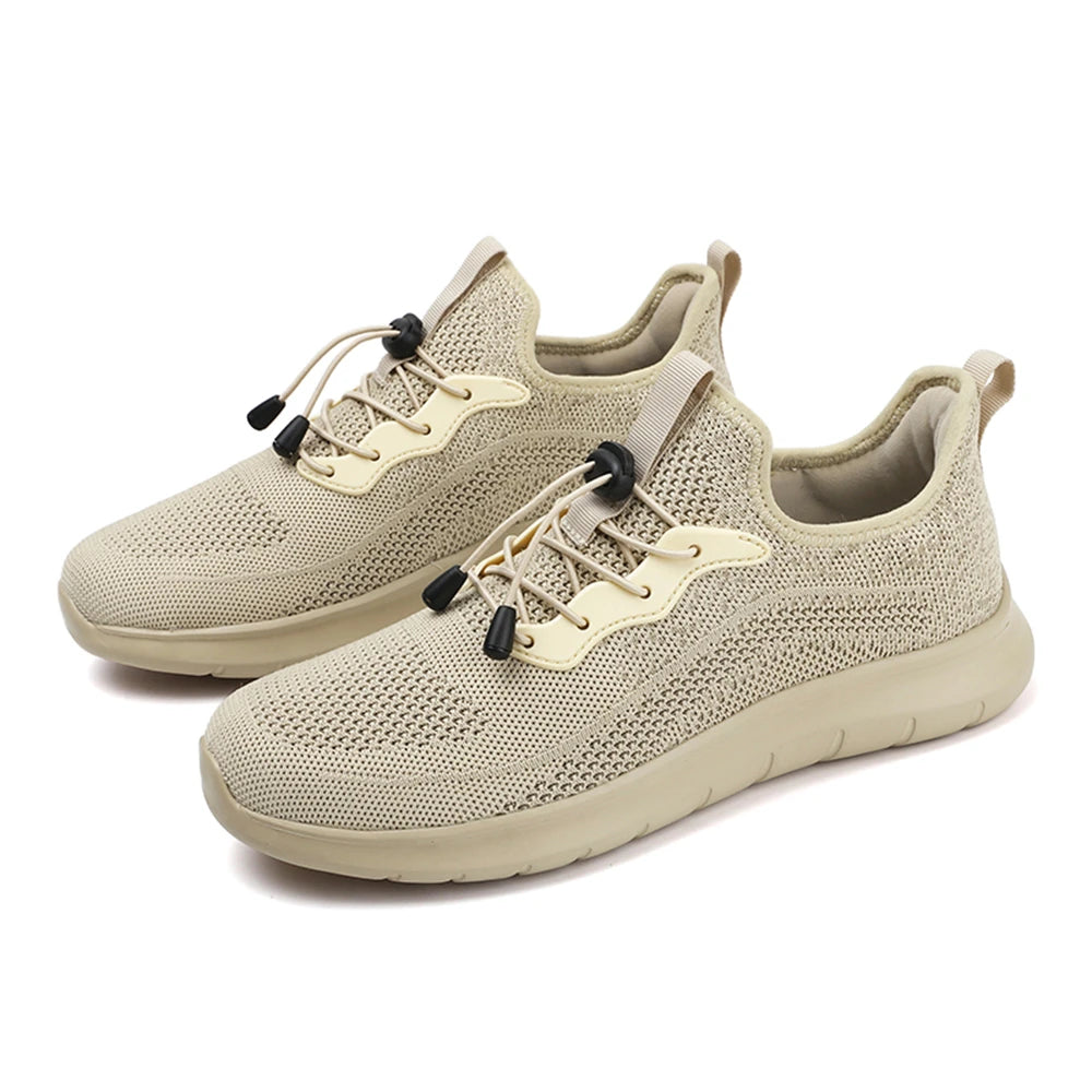 Men's WQT Flyknit Elastic Slip-On Sneakers – Lightweight Breathable Mesh Running Style Shoes with EVA Sole