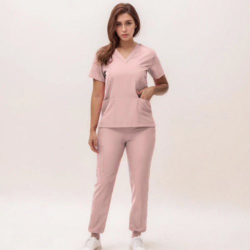 Women's 2025 New Nurse Uniforms V-neck Top Jogger Pants Scrub Sets Surgical