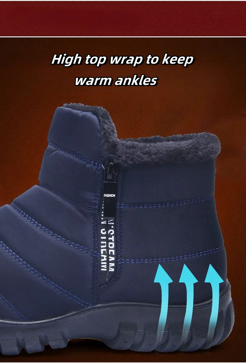 Men's Waterproof Winter Snow Boots – Faux Wool Lined Mid-Calf Zip Ankle Boot | Sizes 6.5–12