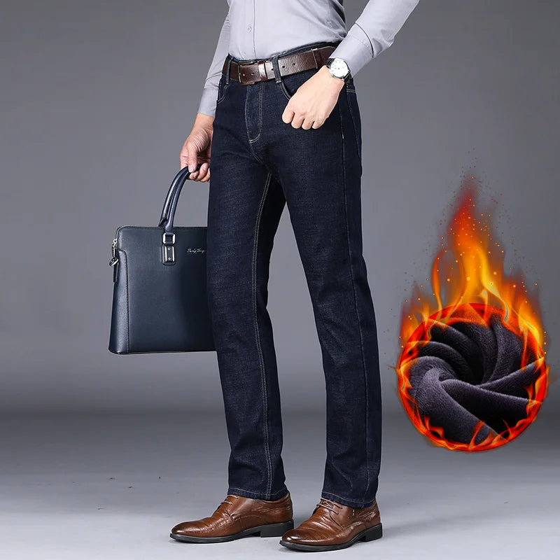 Men's Warm Fleece-Lined Jeans: Stylish Comfort for Winter!"