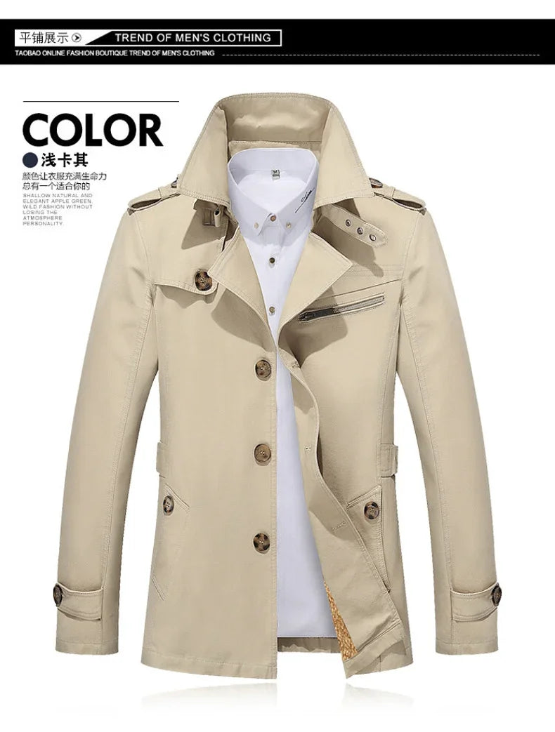 Men's Vintage Streetwear Windbreaker Coat - Thickened Warm Polyester Jacket for Outdoor Fashion