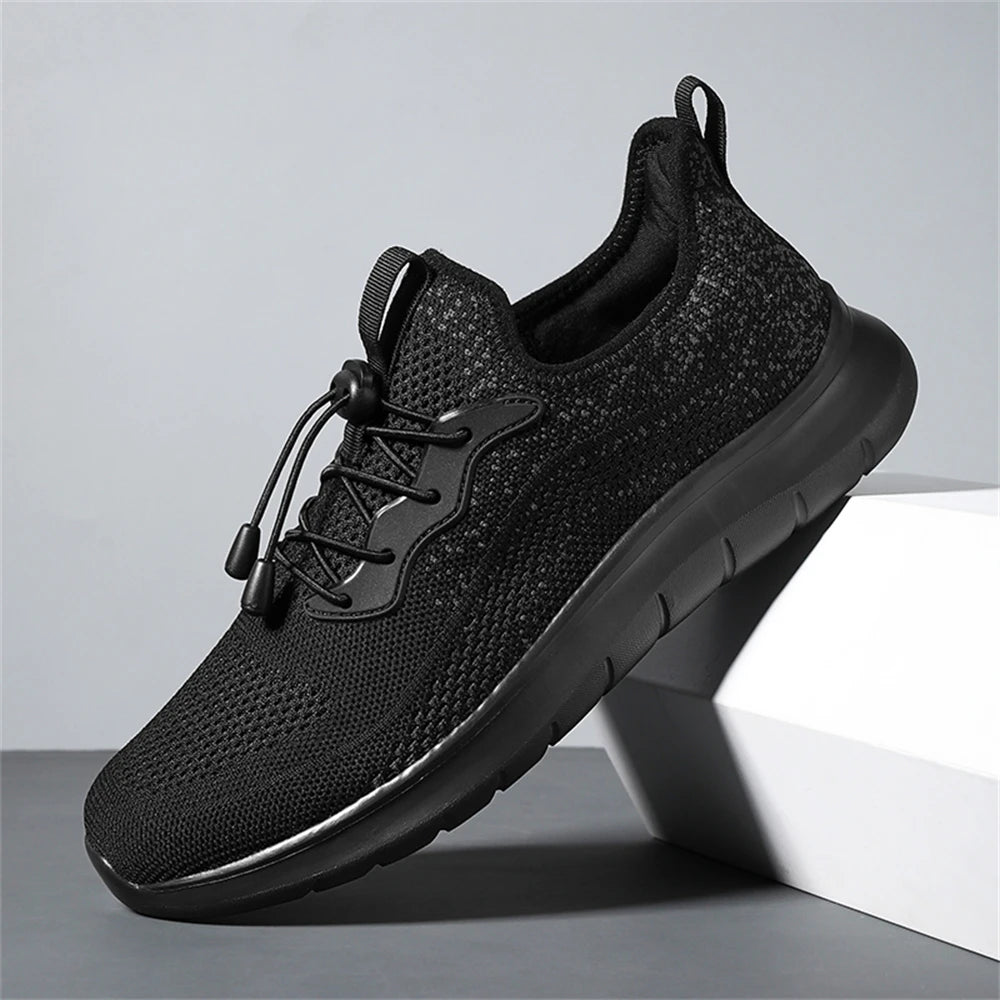 Men's WQT Flyknit Elastic Slip-On Sneakers – Lightweight Breathable Mesh Running Style Shoes with EVA Sole