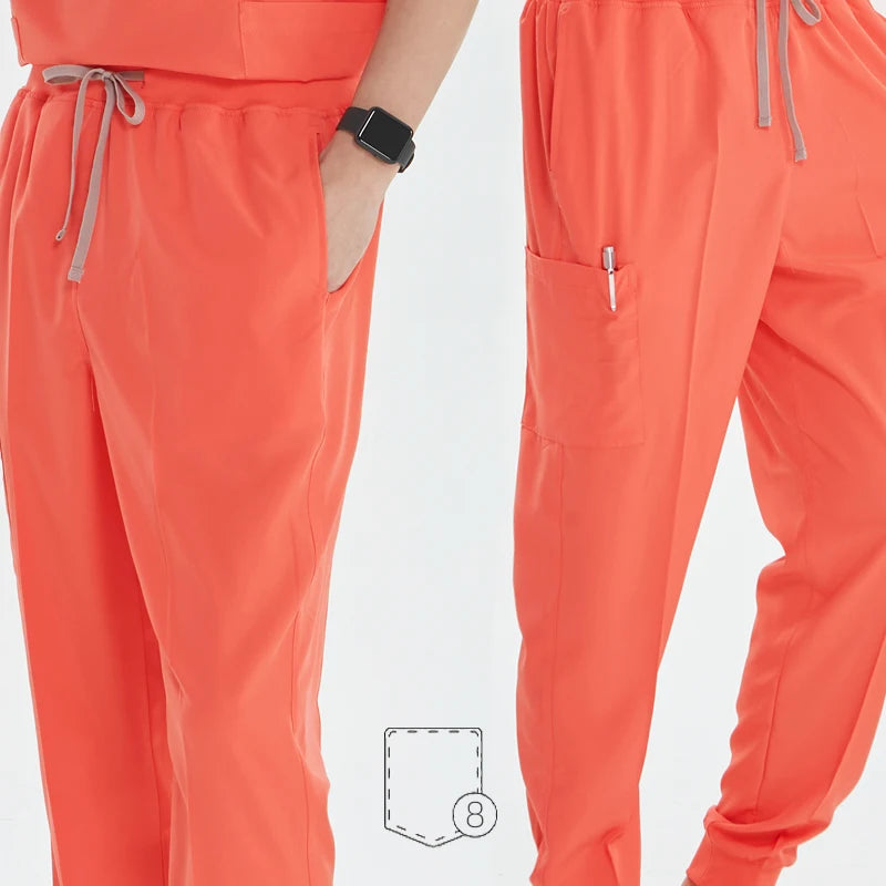Women's 2025 New Nurse Uniforms: V-Neck Top & Jogger Pants Scrub Set - Experience Ultimate Comfort & Flexibility with 95% Polyester & 5% Spandex for Healthcare Professionals