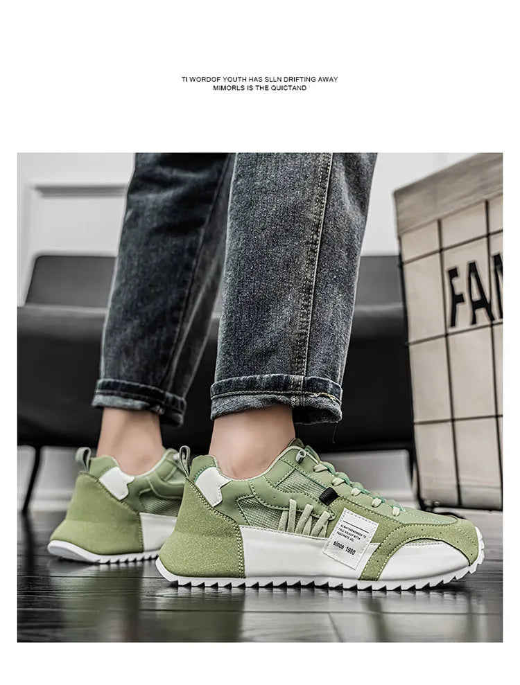 Syflyno Men's Lace-Up Athletic Sneakers — Breathable Mesh Running Shoes for Spring & Autumn | Anti-Slip Gym Trainers