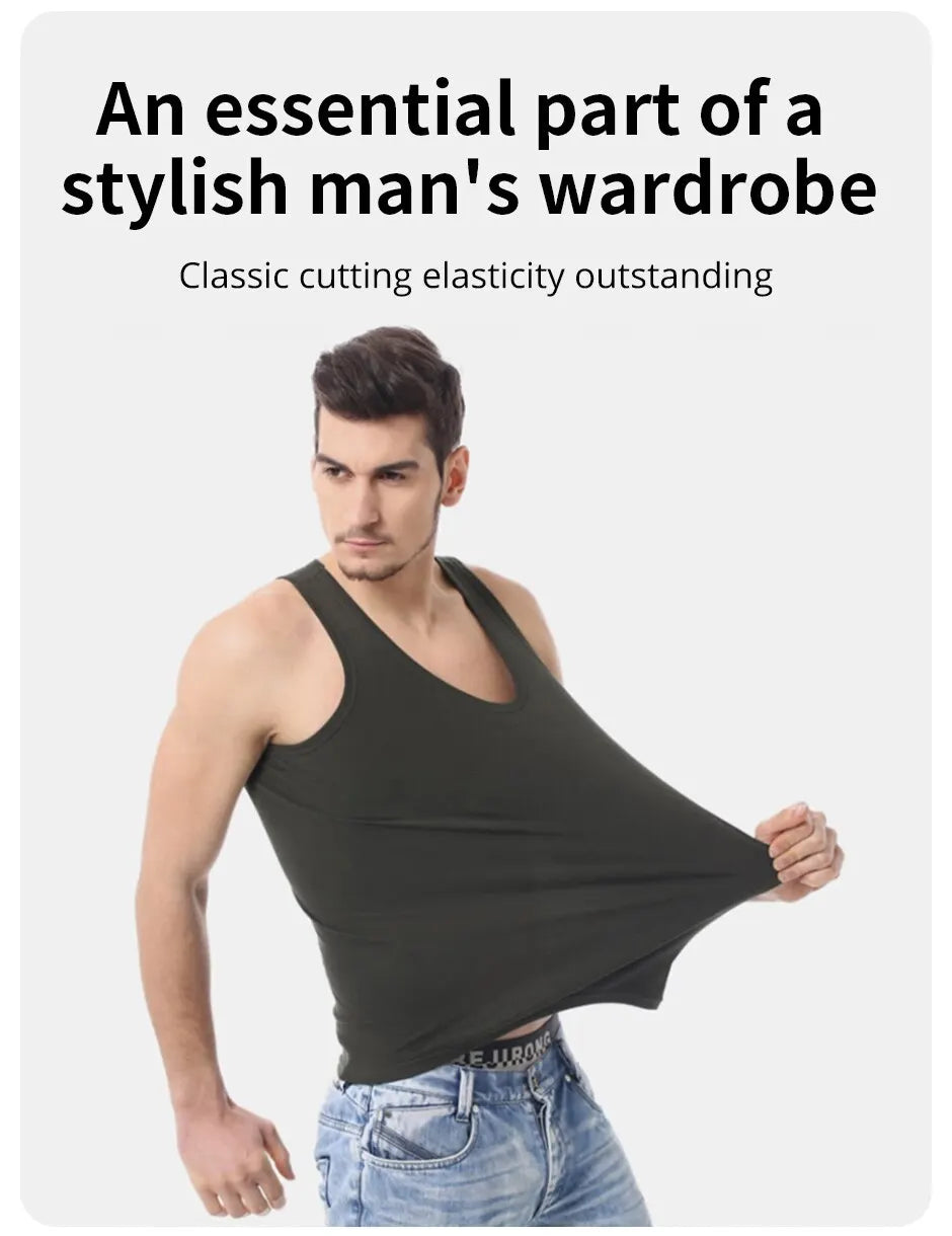 Men's Cotton Sleeveless Tank Top | Skinny Fit Gym Fitness Vest – 1, 3 or 5 Pack Bundle | Casual Sport Training Undershirt