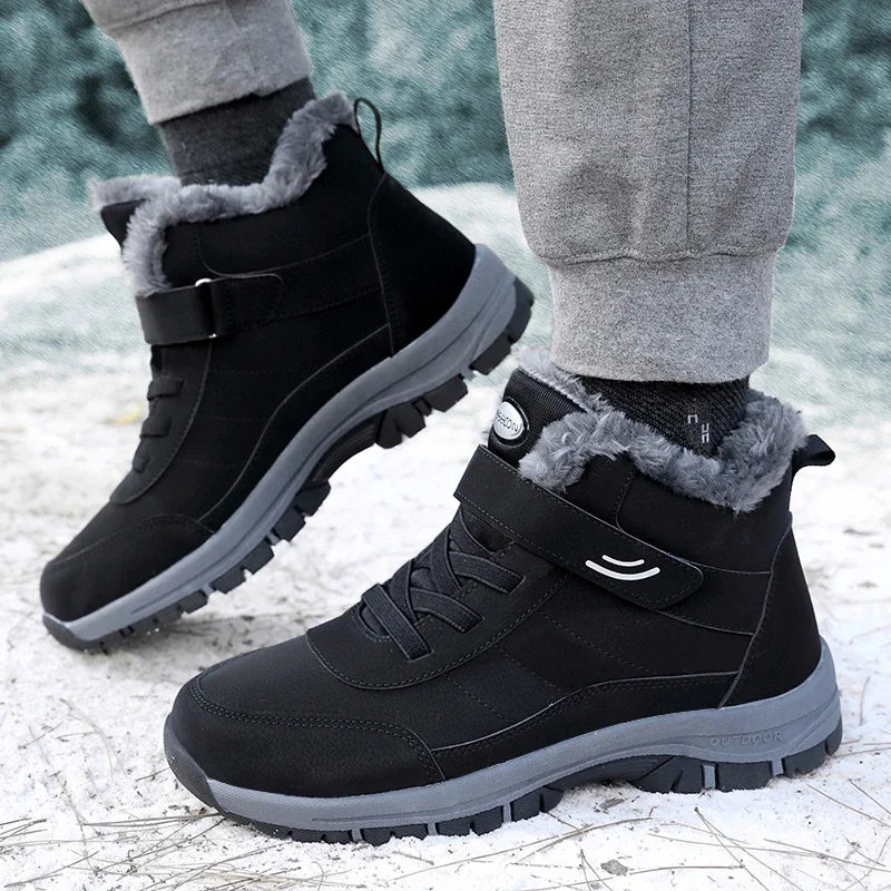 Women's Plush-Lined Waterproof Winter Boots - Platform Non-Slip Hiking Ankle Boots