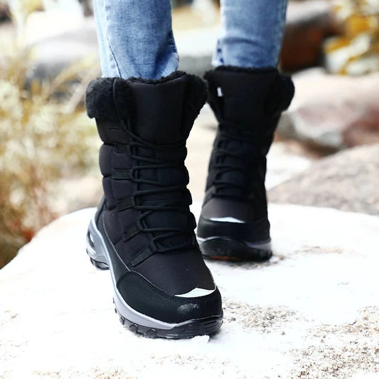 Women's Handcrafted Waterproof Snow Boots - Plush-Lined Winter Hiking Boots