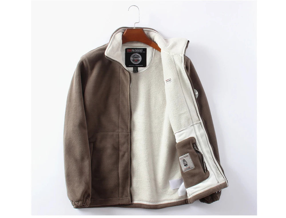 Men's DIMUSI Polartec Fleece Windbreaker Jacket - Experience Ultimate Warmth for Winter Adventures.