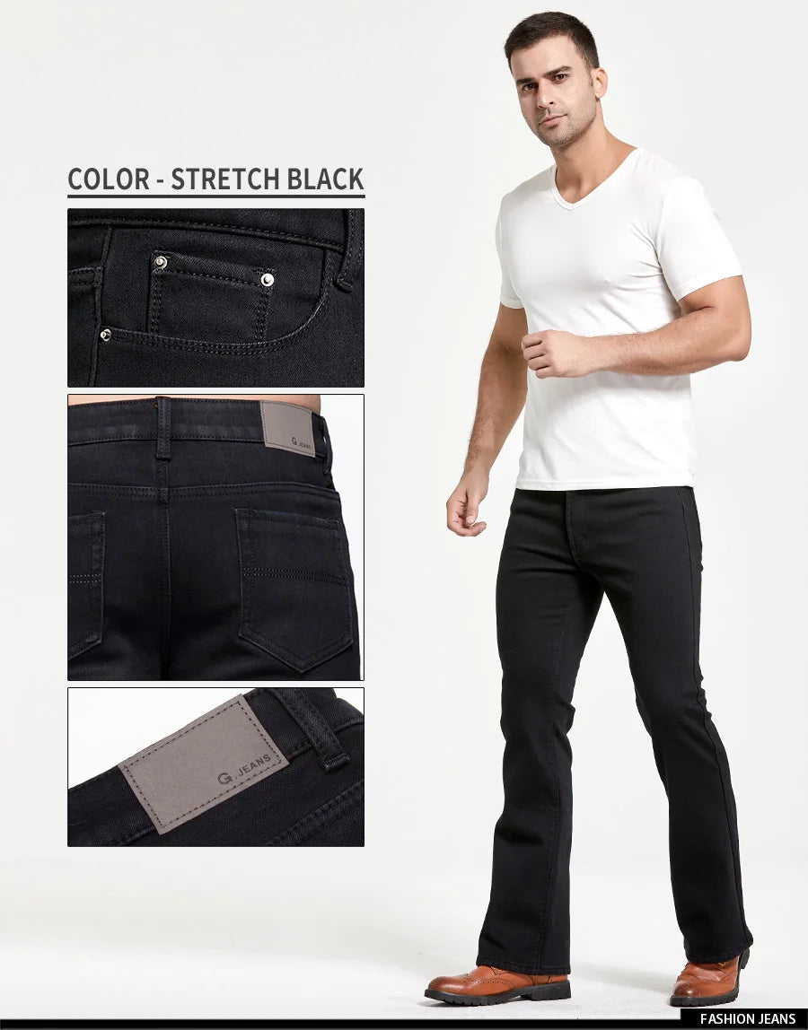 Men's Winter Stretch Fleece Jeans: Warm & Stylish Boot Cut.
