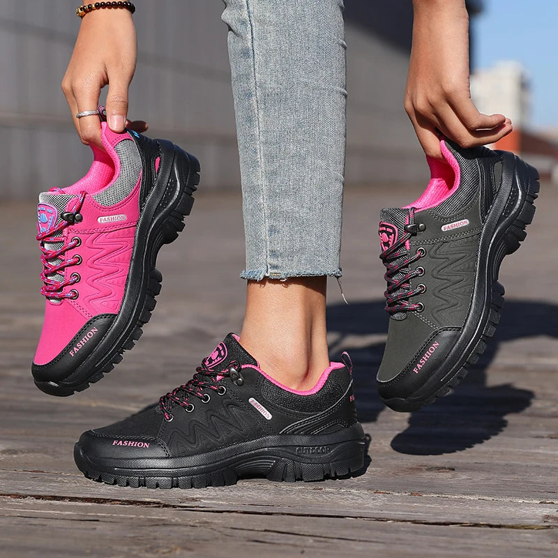 Women's Outdoor Trail Hiking Sneakers by ZUUBAN – Non-Slip Lace-Up Walking Shoes with EVA Comfort Insole.