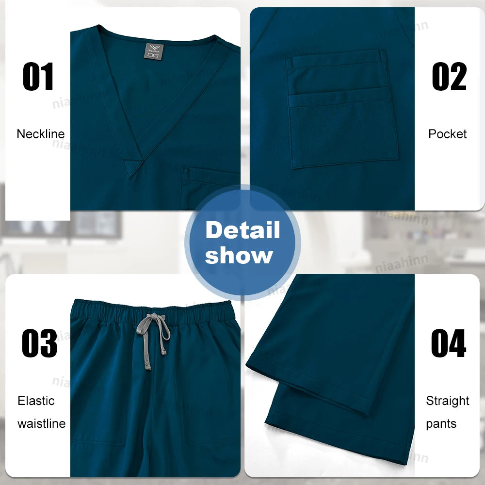 Men's Wholesale Medical Uniforms Scrub Top Pants Sets Nurse Doctor Work