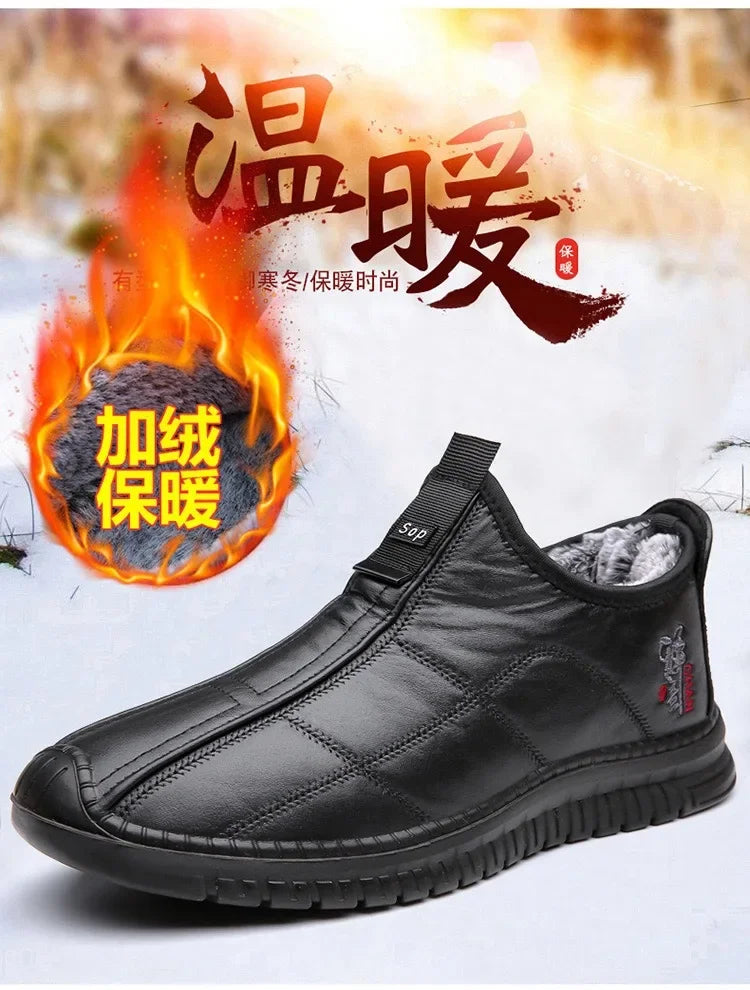 Men's Waterproof Winter Boots - Warm Non-Slip Platform Shoes