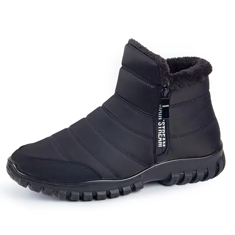 Men's Waterproof Winter Snow Boots – Faux Wool Lined Mid-Calf Zip Ankle Boot | Sizes 6.5–12