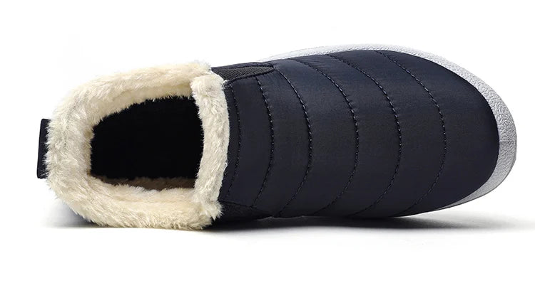 Men's Waterproof Winter Snow Boots - Plush-Lined Slip-On Ankle Boots