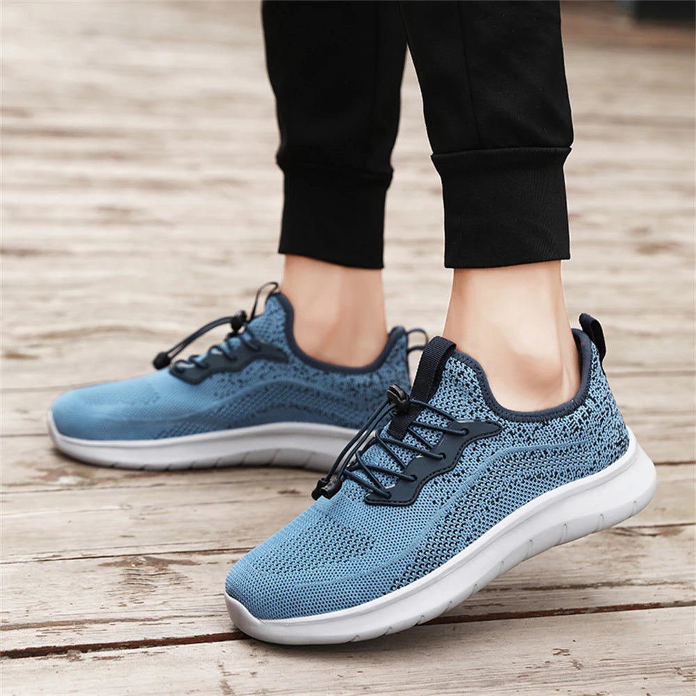 Men's WQT Flyknit Elastic Slip-On Sneakers – Lightweight Breathable Mesh Running Style Shoes with EVA Sole