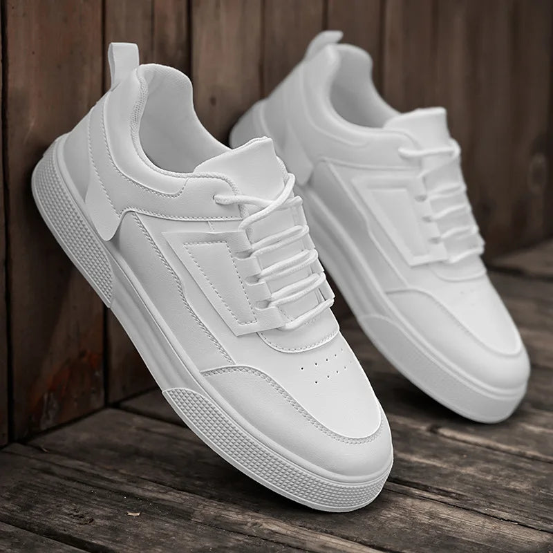 YBQJOO Men's Classic Board Sneakers – Breathable Hard-Wearing Lace-Up Casual Shoes | Round Toe Flat Heel | Black, White, Grey & Beige | Spring/Autumn