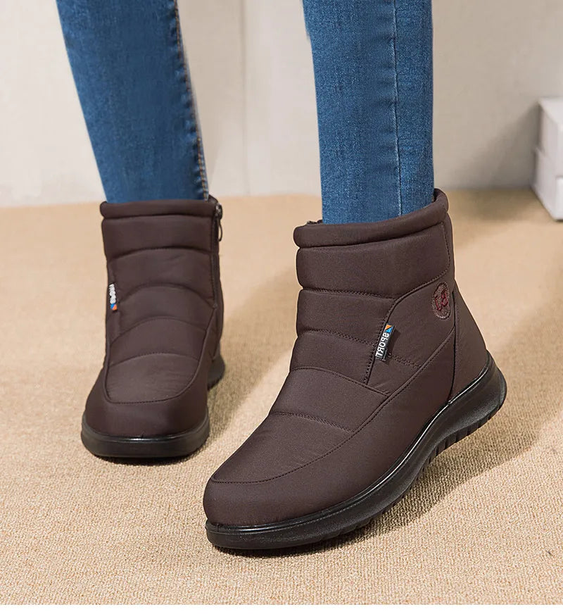 Women's 2024 Waterproof Ankle Snow Boots with Fur