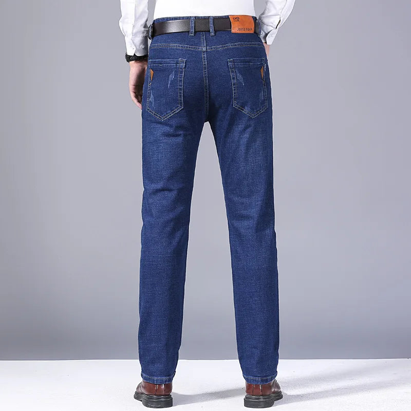 Men's 2024 Winter Fleece-Lined Casual Jeans - Regular Fit