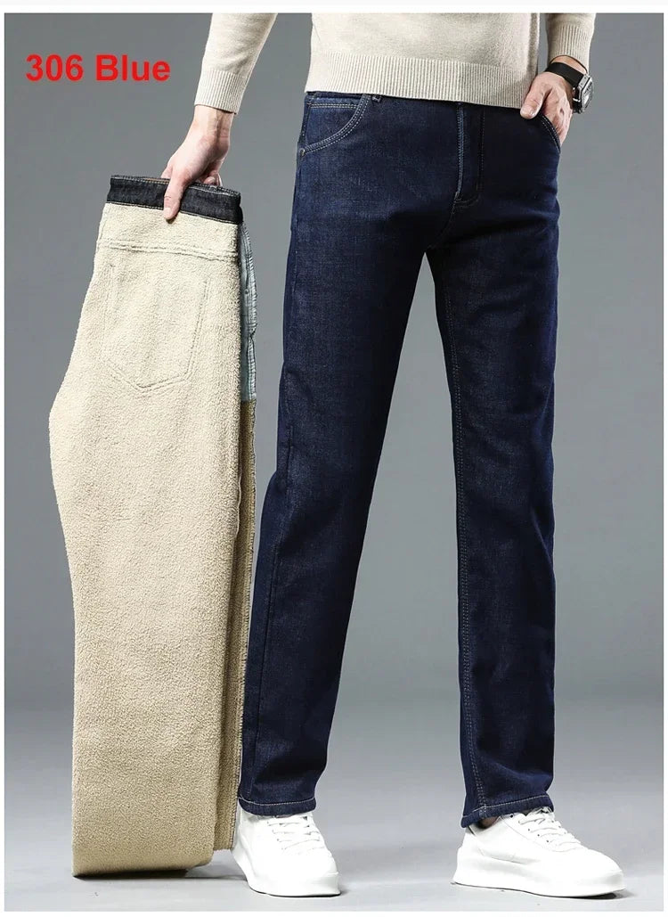 Men's 2023 Winter Fleece Jeans: Warm, Stylish & Versatile.