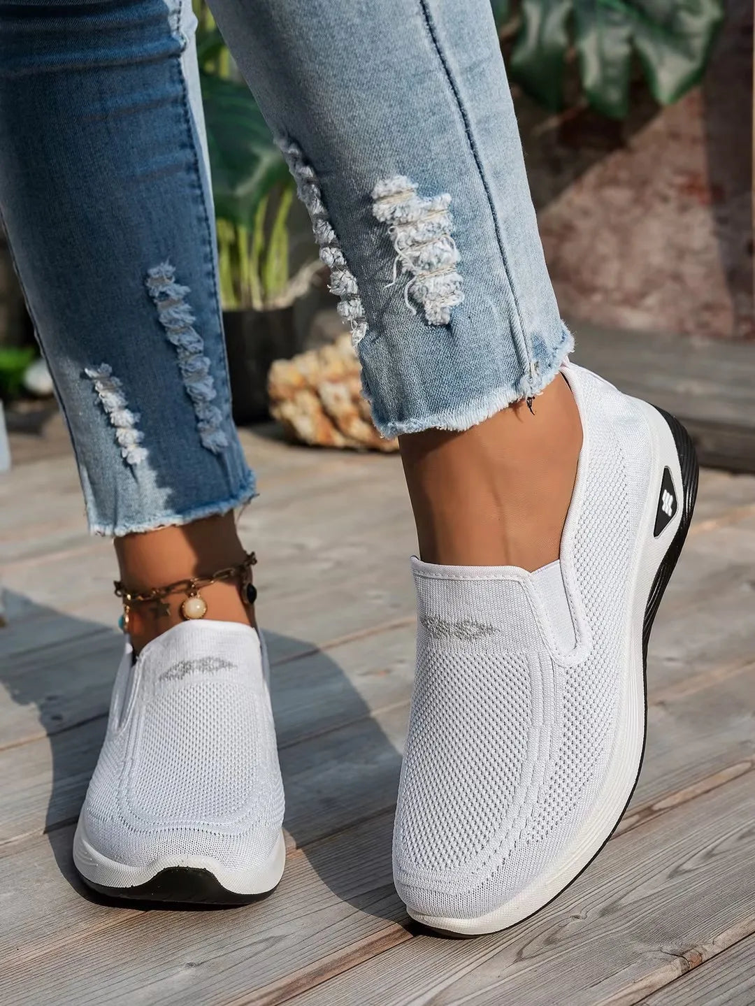 Women's Slip-On Casual Flats | Breathable Cotton Sneakers | Lightweight Comfort Walking Shoes