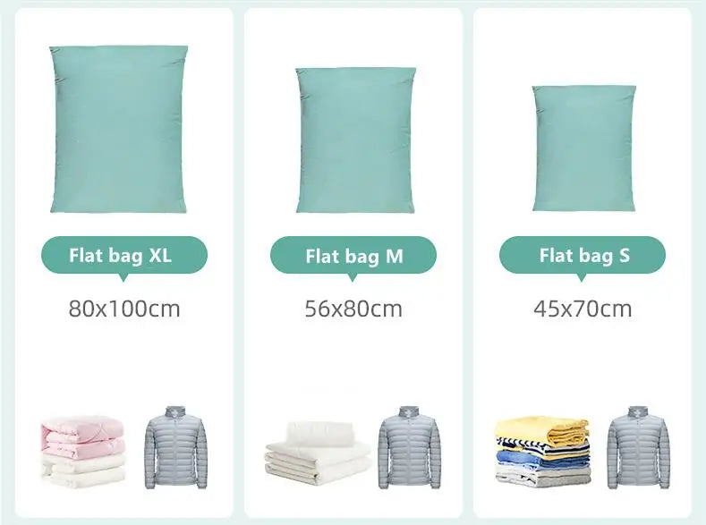Vacuum Storage Bags for Clothes & Blankets – No-Pump Space-Saving Compression Bags (Travel & Home Organizer)