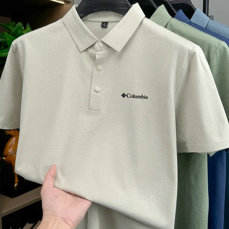 Men's Embroidered Polo Shirt – Anti-Wrinkle Breathable Short Sleeve Summer Top