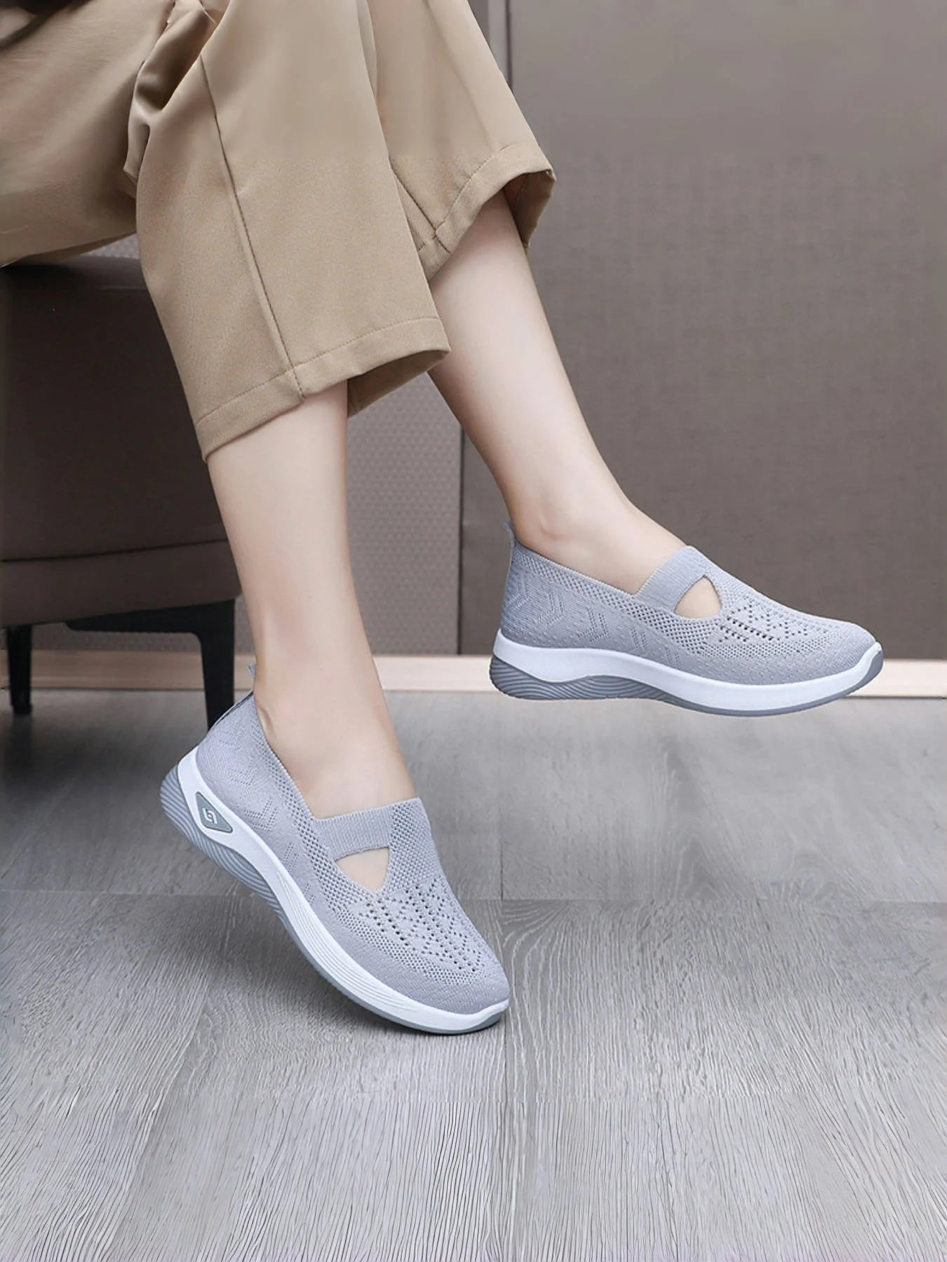 Women's Breathable Mesh Slip-On Sneakers – Lightweight Casual Walking Shoes with Soft Sole & Cutout Design