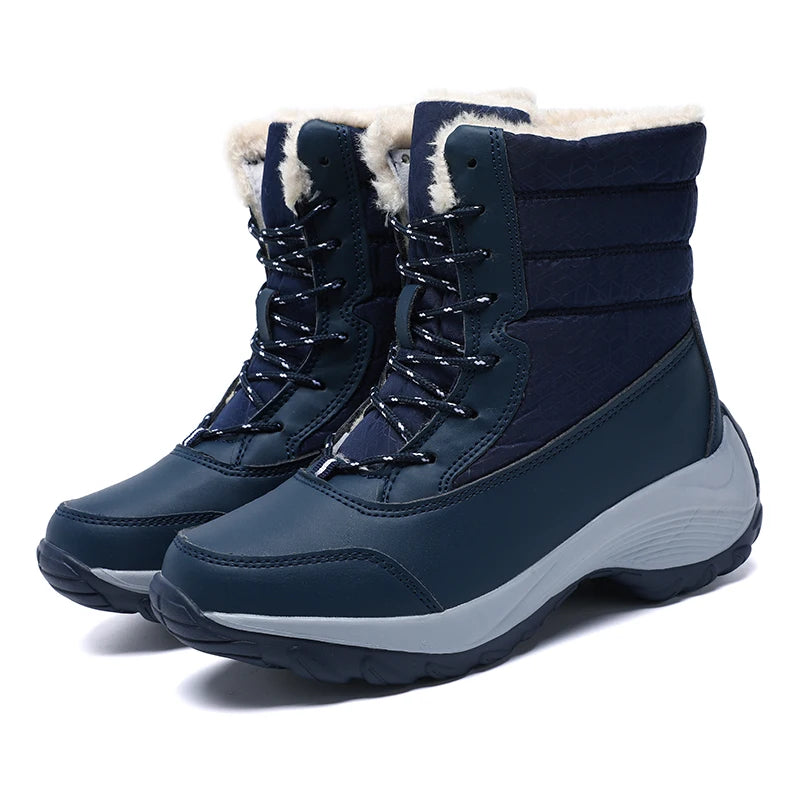 Women's Warm Waterproof Lace-Up Winter Snow Boots"