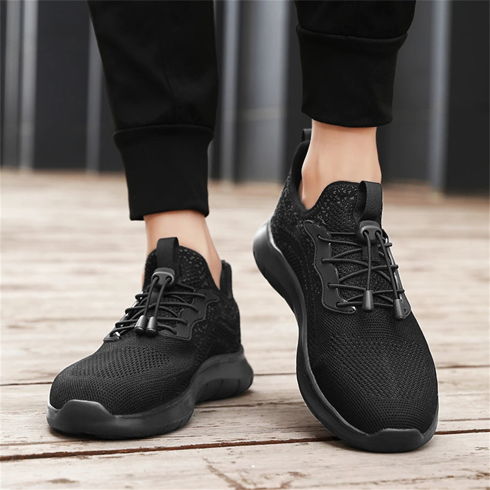 Men's WQT Flyknit Elastic Slip-On Sneakers – Lightweight Breathable Mesh Running Style Shoes with EVA Sole