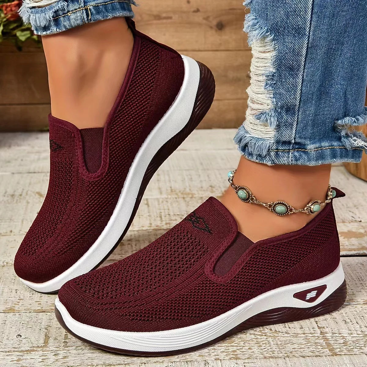 Women's Slip-On Casual Flats | Breathable Cotton Sneakers | Lightweight Comfort Walking Shoes