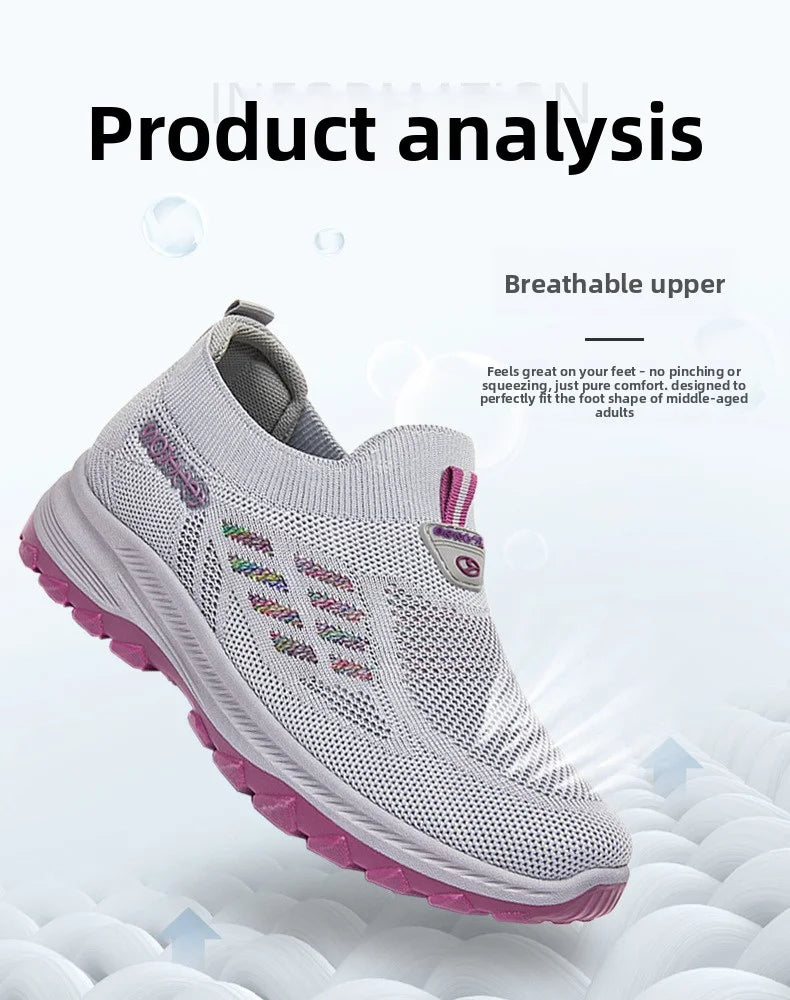 Women's Breathable Mesh Slip-On Sneakers – Lightweight EVA Comfort Walking Loafers with Rubber Sole