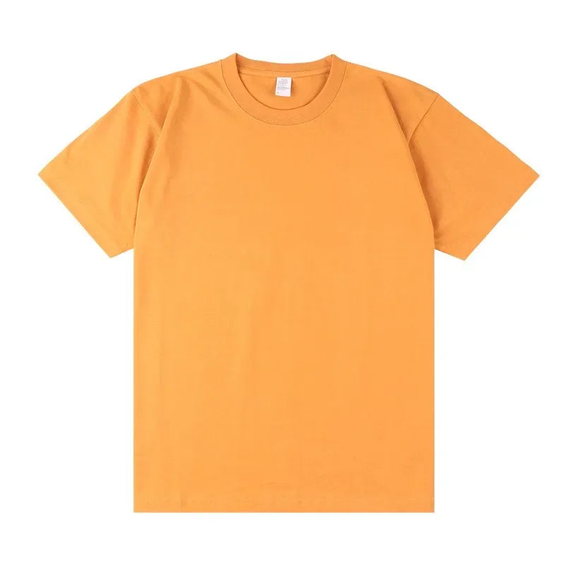 Men's 250g Combed Cotton T-Shirt | Heavyweight Solid Color O-Neck Short Sleeve Tee | Loose Casual Fit | XS–2XL
