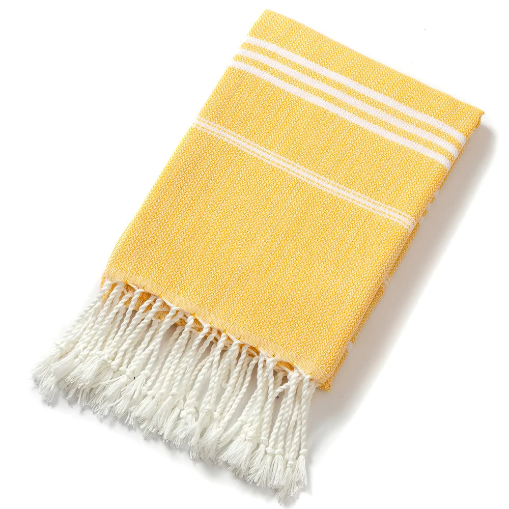 Style-Oriented Fringed Turkish Beach Towel - Lightweight Cotton Polyester Quick Dry Towel for Beach & Spa