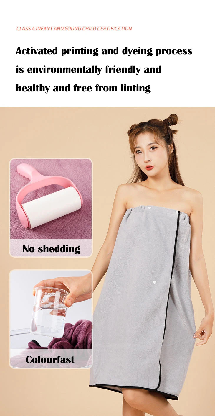 Premium Spa Towel Wrap Robe - Soft & Absorbent Cotton/Polyester, Quick-Dry & Wearable